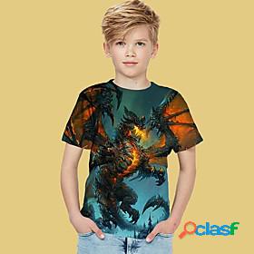 Kids Boys T shirt Short Sleeve Dark Gray 3D Print Dragon