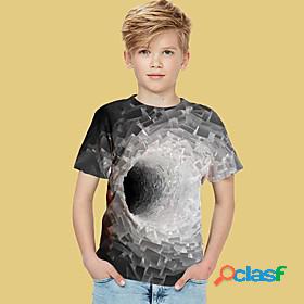 Kids Boys T shirt Short Sleeve Green Blue Gray 3D Print