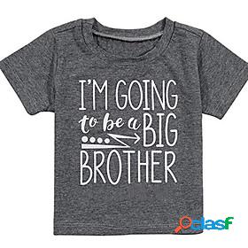 Kids Boys T shirt Short Sleeve Letter Gray Children Tops