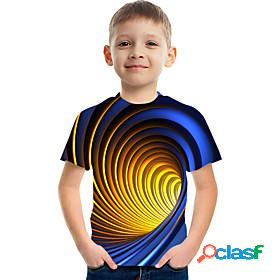 Kids Boys T shirt Short Sleeve Rainbow 3D Print Optical