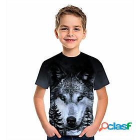Kids Boys T shirt Short Sleeve Wolf 3D Print Animal Print