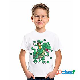 Kids Boys T shirt St. Patrick Short Sleeve 3D Print Dinosaur