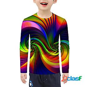 Kids Boys T shirt Tee Long Sleeve Rainbow 3D Print 3D Active