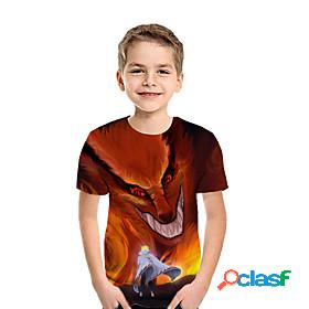 Kids Boys T shirt Tee Short Sleeve Anime 3D Print Red