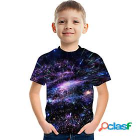 Kids Boys' T shirt Tee Short Sleeve Galaxy Graphic Purple