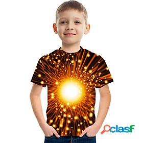 Kids Boys T shirt Tee Short Sleeve Optical Illusion Color