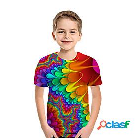 Kids Boys T shirt Tee Short Sleeve Patchwork Geometric 3D