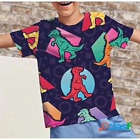 Kids Boys T shirt Tee Short Sleeve Purple 3D Print Dinosaur