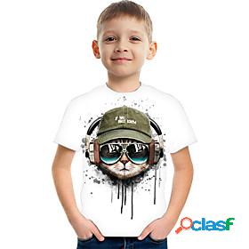Kids Boys T shirt Tee Short Sleeve Rainbow 3D Print Cat Cat