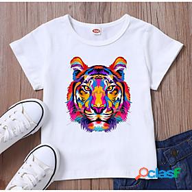 Kids Boys' T shirt Tee Short Sleeve White Black 3D Print