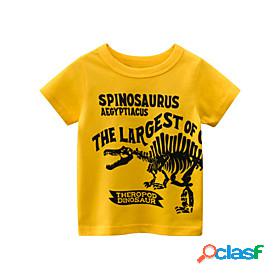 Kids Boys T shirt Tee Short Sleeve Yellow Dinosaur Print
