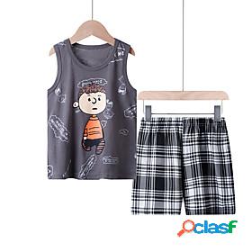 Kids Boys Tank Shorts Clothing Set Sleeveless 2 Pieces Gray
