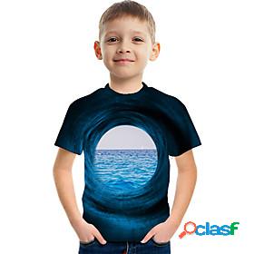 Kids Boys Tee Short Sleeve Graphic Optical Illusion Color