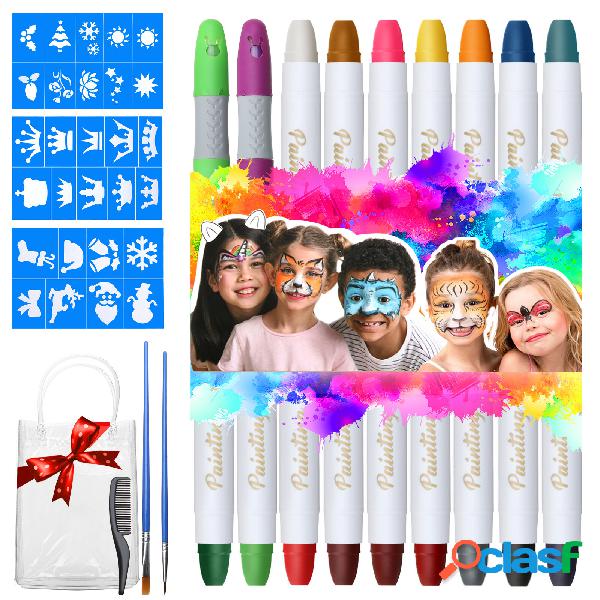 Kids Face Paint Pastelli Kit 16 + 2 colori Lavabili Body