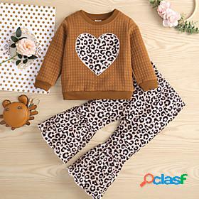 Kids Girls Clothing Set Long Sleeve 2 Pieces Brown Print