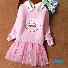 Kids Girls Clothing Set Long Sleeve 2 Pieces Pink Sequins