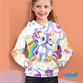 Kids Girls Hoodie Long Sleeve 3D Print Pocket Unicorn Animal