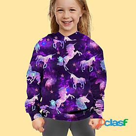 Kids Girls Hoodie Long Sleeve Purple 3D Print Cartoon