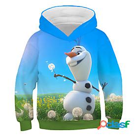 Kids Girls Hoodie Sweatshirt Long Sleeve Snowman Print Print