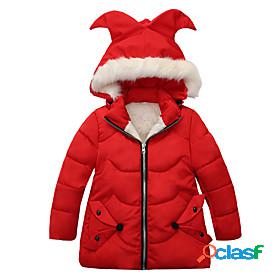 Kids Girls Long Sleeve Coat Black Pink Red Zipper Plain