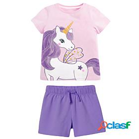 Kids Girls ShortsSet T-shirtSet Clothing Set Short Sleeve 2