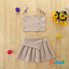 Kids Girls SkirtSet Clothing Set Childrens Day Sleeveless 2