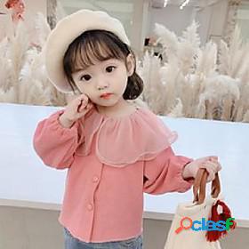 Kids Girls Sweater Cardigan Pink Grey Solid Color Cute Fall