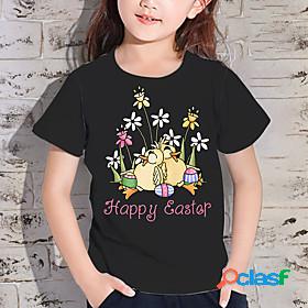 Kids Girls T shirt Easter Short Sleeve 3D Print Floral