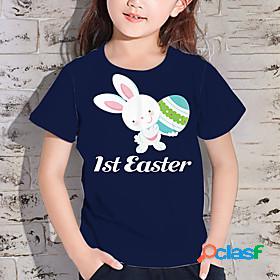 Kids Girls T shirt Easter Short Sleeve 3D Print Rabbit Bunny