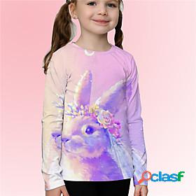 Kids Girls T shirt Long Sleeve 3D Print Rabbit Bunny Animal