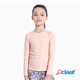 Kids Girls T shirt Long Sleeve Solid Color White Pink Light
