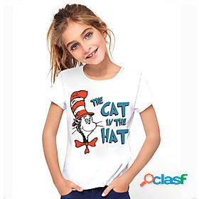 Kids Girls' T shirt Short Sleeve 3D Print Cat Letter Animal
