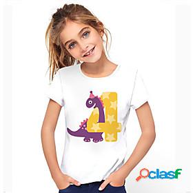 Kids Girls T shirt Short Sleeve 3D Print Dinosaur Letter