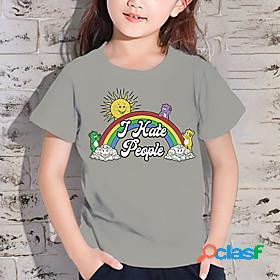 Kids Girls' T shirt Short Sleeve 3D Print Rainbow Letter