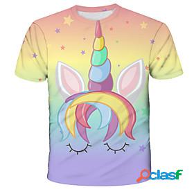 Kids Girls T shirt Short Sleeve 3D Print Unicorn Animal
