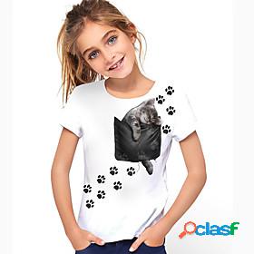 Kids Girls T shirt Short Sleeve Graphic Print White Children