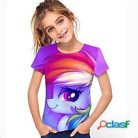 Kids Girls T shirt Short Sleeve Unicorn 3D Print Cartoon