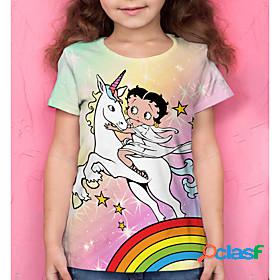 Kids Girls T shirt Short Sleeve Unicorn 3D Print Rainbow