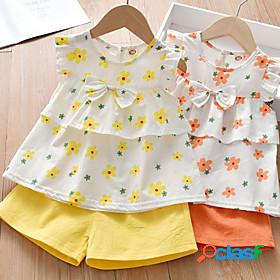 Kids Girls' T-shirt Shorts Clothing Set Short Sleeve 2