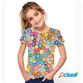 Kids Girls T shirt Tee Short Sleeve 3D Print Graphic Rainbow