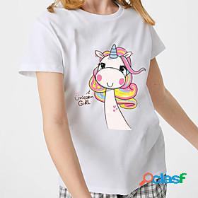 Kids Girls' T shirt Tee Short Sleeve Graphic Print White