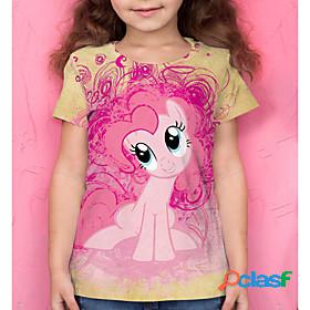 Kids Girls T shirt Tee Short Sleeve Horse 3D Print Animal