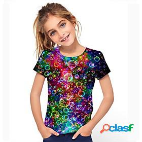Kids Girls Tee Short Sleeve Graphic Rainbow Children Tops