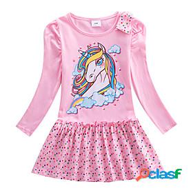 Kids Little Dress Girls Cartoon Unicorn Animal Daily Print