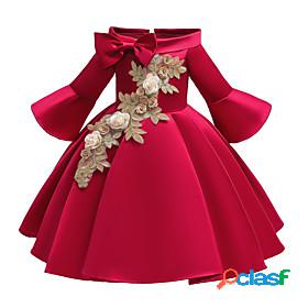 Kids Little Dress Girls Floral Flower Party Pegeant Bow