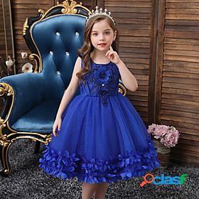 Kids Little Dress Girls Floral Solid Colored Party Wedding