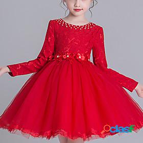 Kids Little Dress Girls Floral Solid Colored Performance