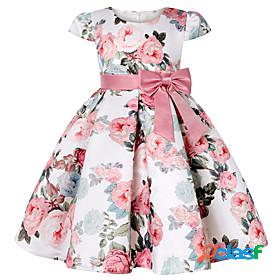 Kids Little Dress Girls Flower Party Skater Dress Bow Green