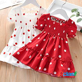 Kids Little Dress Girls Paisley Print Red White Midi Chiffon