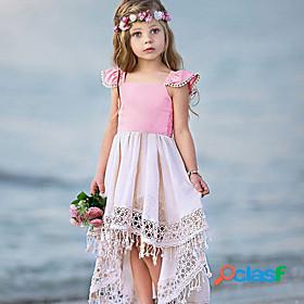 Kids Little Dress Girls Solid Color Tassel Party Holiday